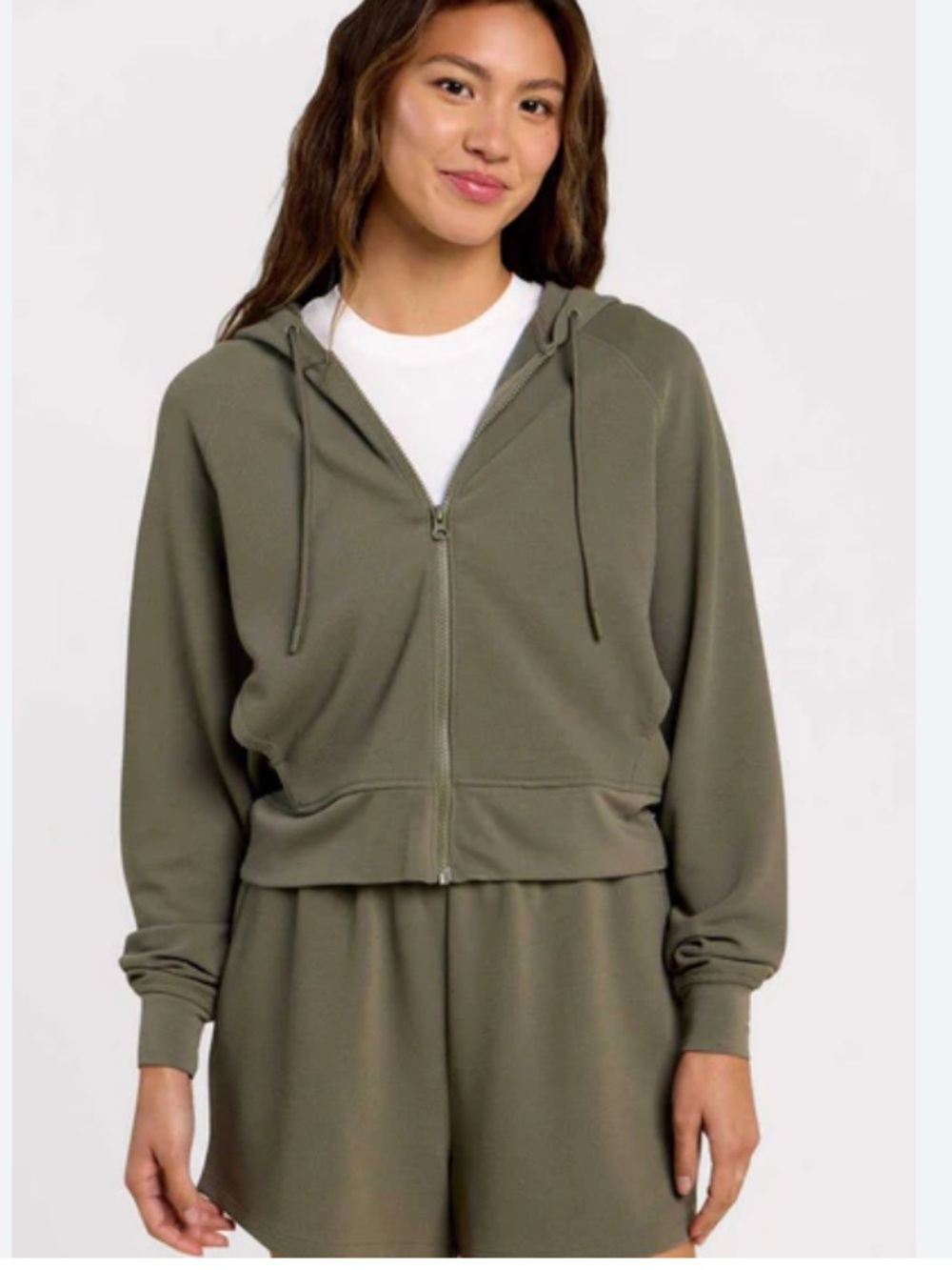 nuuds waffle Zip-Up Hoodie in Olive Green size XL